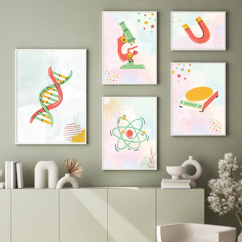 Science Nursery - Nauka Biologia Mikroskop Komórkowy DNA Plakaty